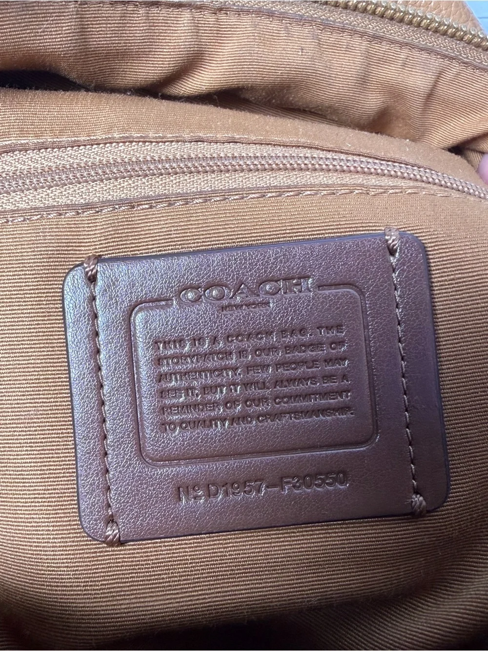 Coach Pebbled Leather Backpack in Tan Brown with Gold Hardware